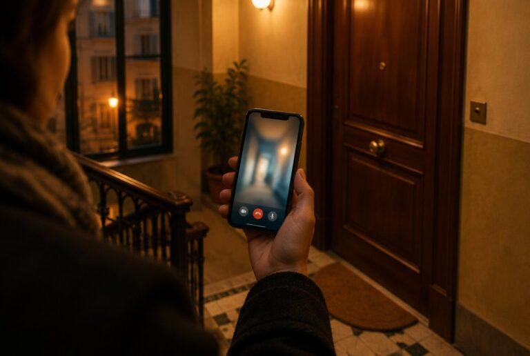 Videochiamata per l'identificazione dell'ospite davanti alla porta di casa