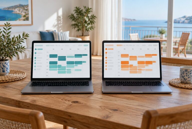 Due laptop con calendari di prenotazione a confronto